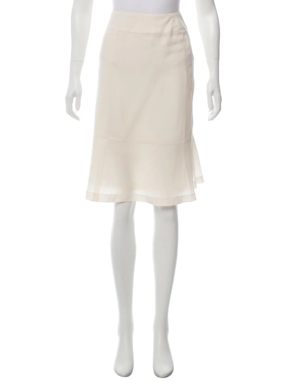 CHANEL Cream Midi A-Line Skirt, size 42